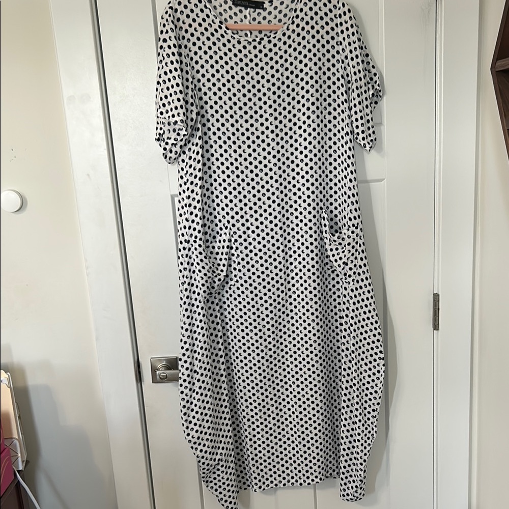 Zanzea Black and White Polka Dot Midi Dress